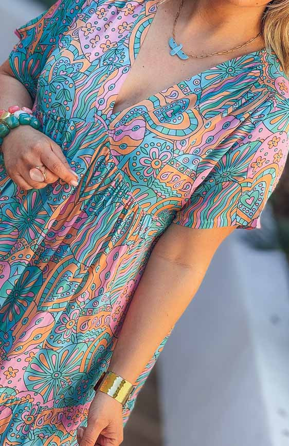 Robe VERONICA longue manches courtes