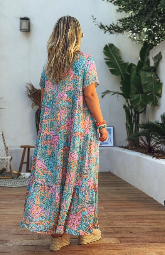 VERONICA long dress, short sleeves