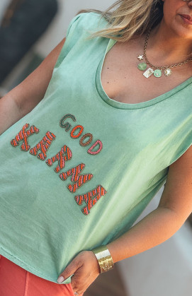 ZACK vintage green sleeveless t-shirt