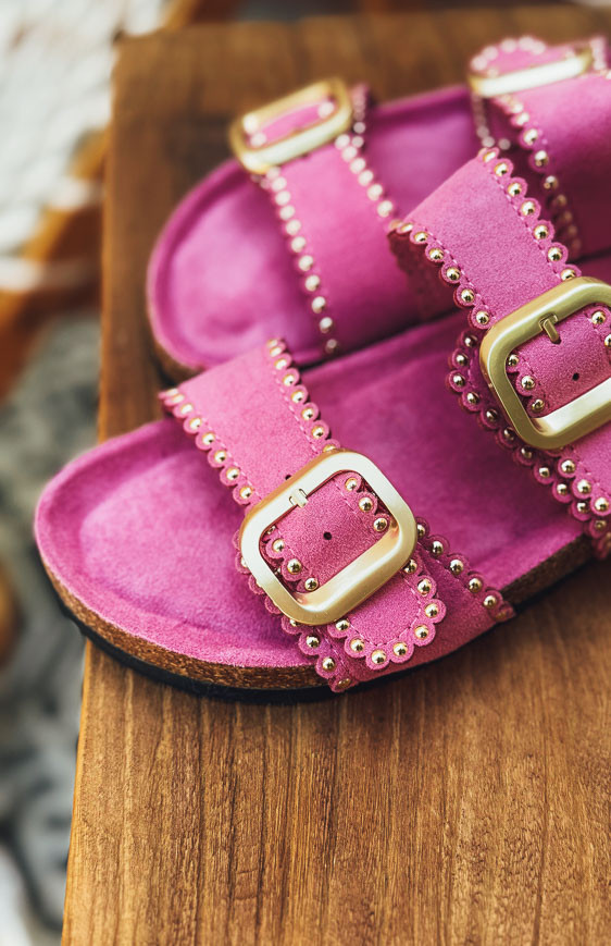 SUNSET pink mules