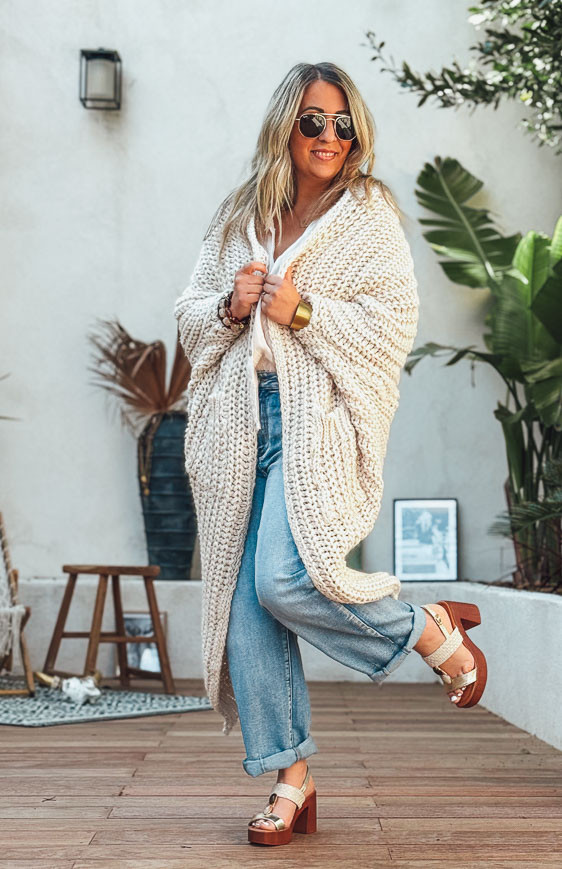 Cream GINO long cardigan