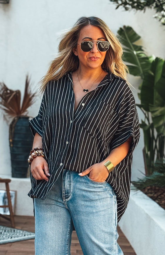 Chemise CLARISSA manches courtes noire