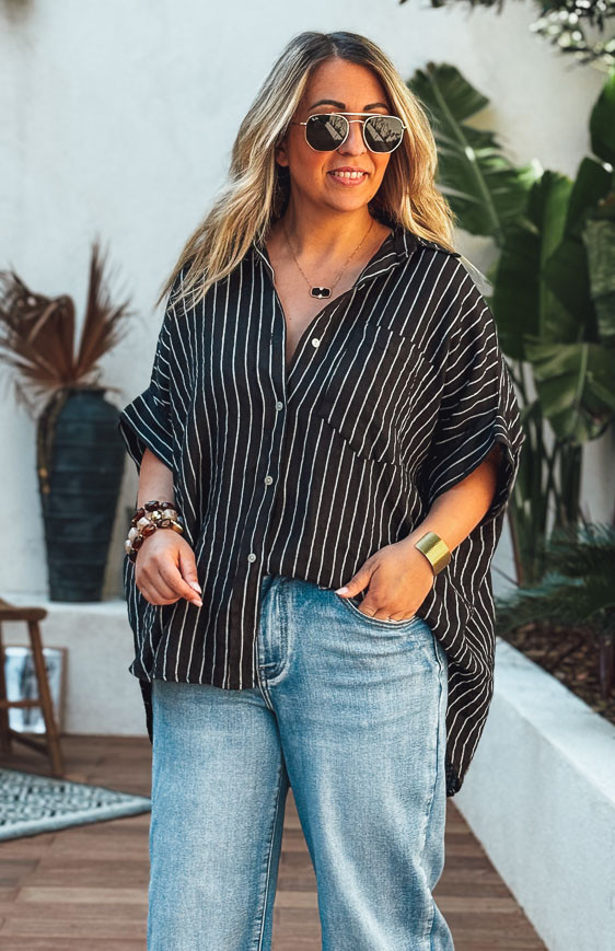 Chemise CLARISSA manches courtes noire