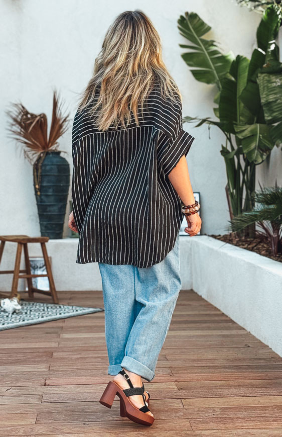 Chemise CLARISSA manches courtes noire