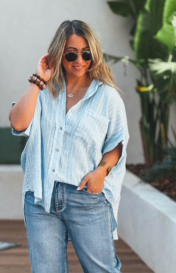 Chemise CLARISSA manches courtes bleu clair