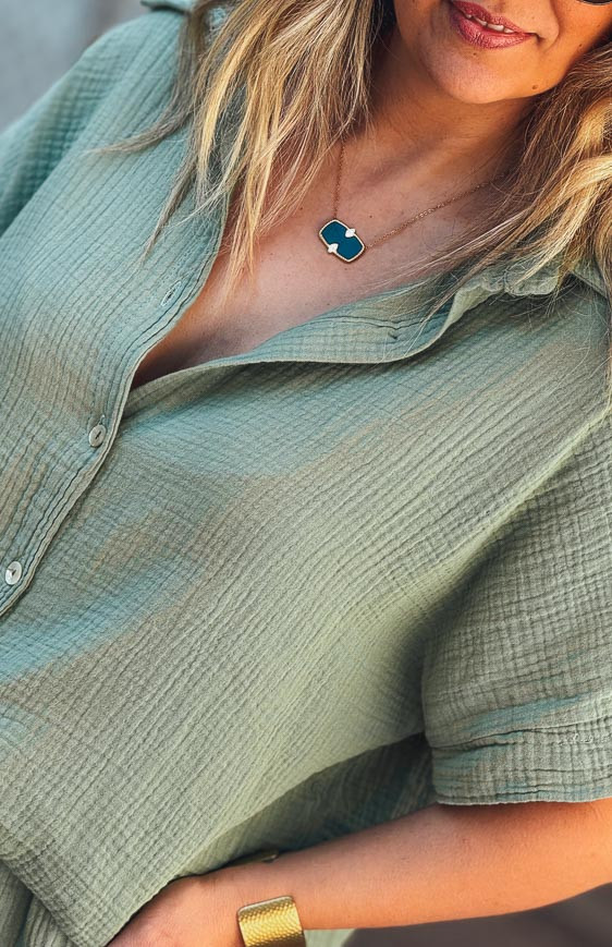 Chemise PERLA manches courtes kaki