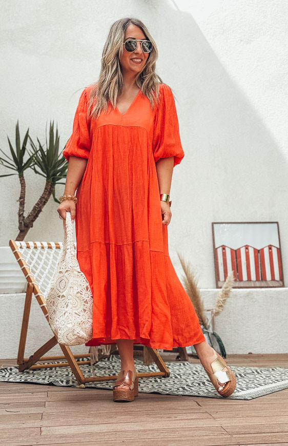 coral bohemian dress Coral Boho 70s Maxi Dress Eltoft Vintage