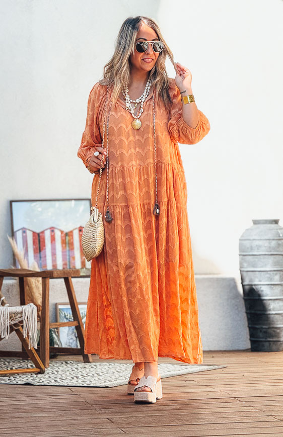 apricot long sleeve dress SHEIN BAE Apricot Long Sleeve Knitted Ruched Waist Twist Hem Straight Dress,  Elegant Date Bridesmaid Birthday Party Color Autumn/Winter Layering