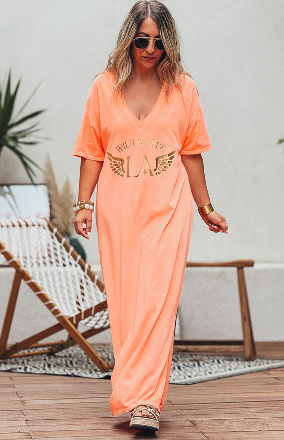 neon boho dress THE ISLA ROSA DRESS